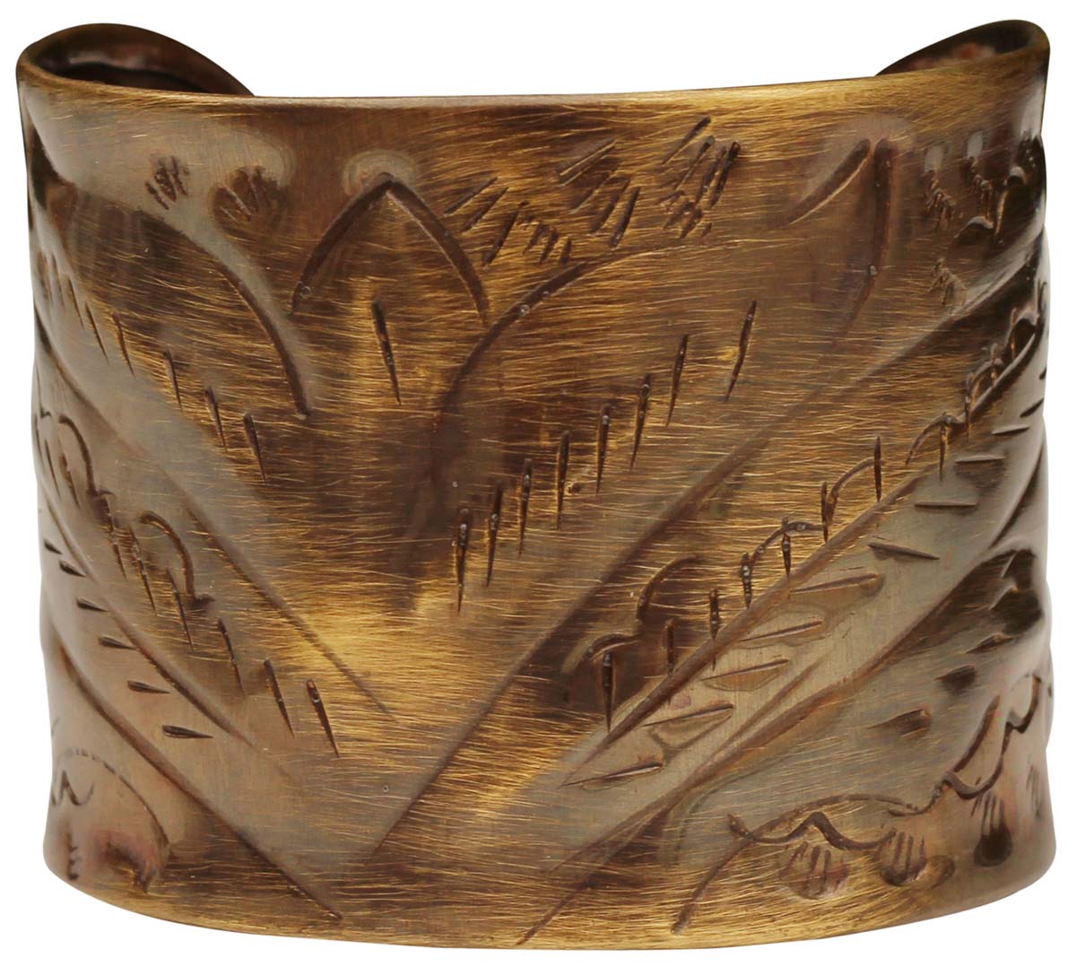 Brass Cuff Bracelet - 2.5” Copper Tone with Etched Pattern - Antique-Look Accessories / Gifts for Her - Buy in Bulk Wholesale